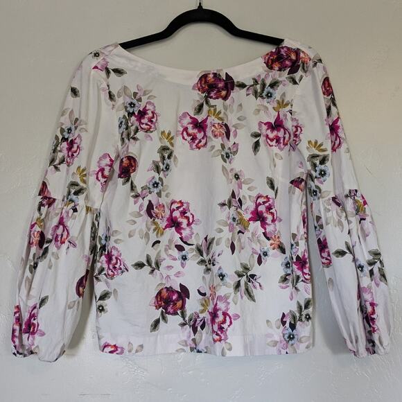White House Black Market Tops - WHBM Blouse Womens 4 Floral Puff Long Sleeve Top‎ Romantic Garden Party Chic